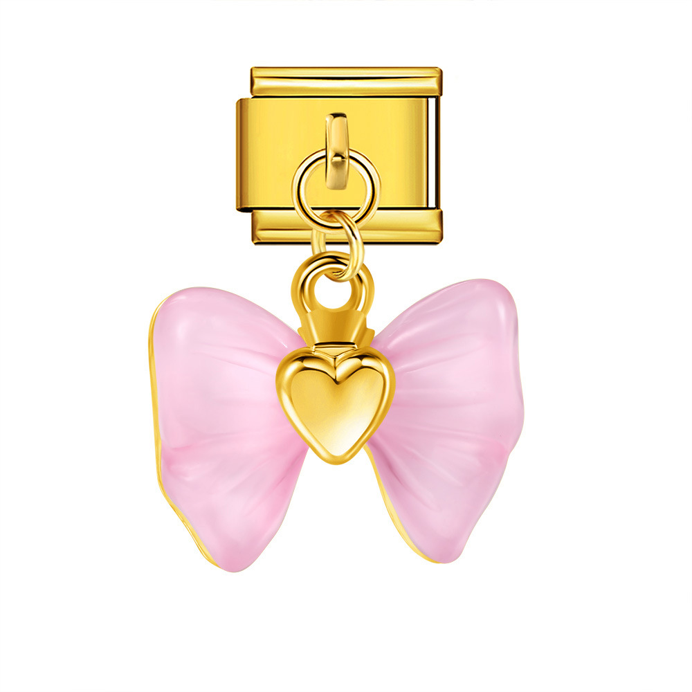 Hook butterfly pendant Italian modular bracelet with titanium steel strap chain.