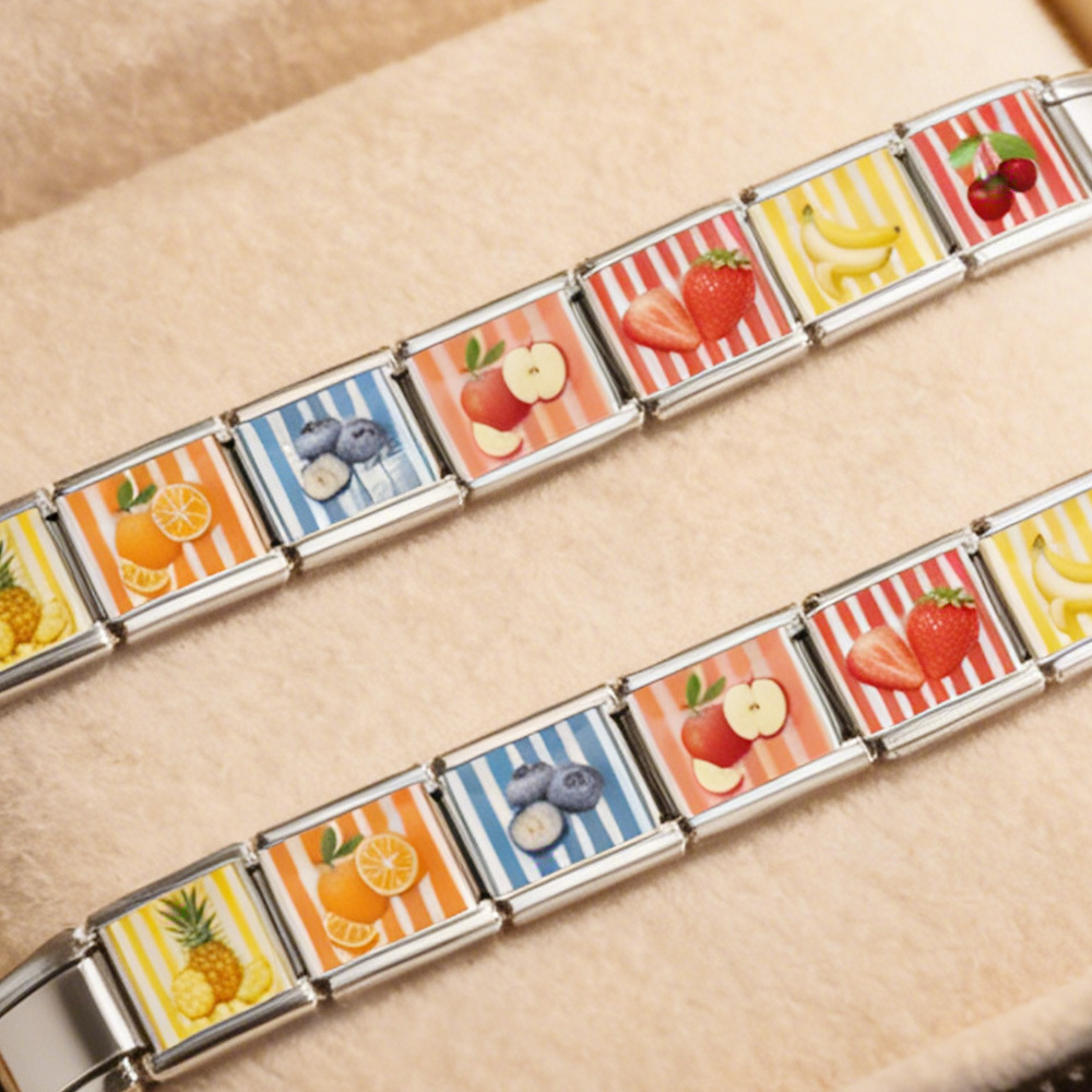 New Fruit Series Italian Modular Bracelet Stainless Steel DIY Elastic Detachable Interlocking Bracelet Jewelry