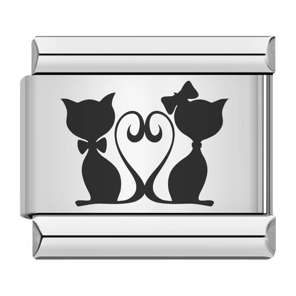 New laser-cut cat paw and puppy pattern stainless steel DIY Italian modular bracelet/watch strap/chain accessories