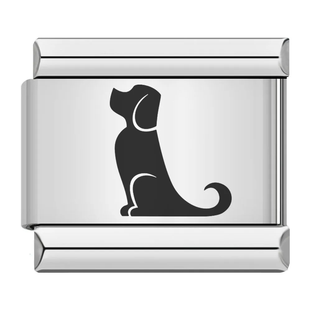 New laser-cut cat paw and puppy pattern stainless steel DIY Italian modular bracelet/watch strap/chain accessories