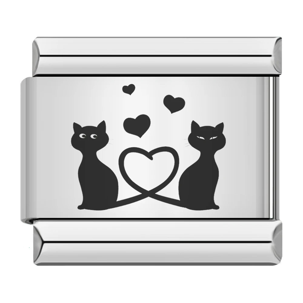 New laser-cut cat paw and puppy pattern stainless steel DIY Italian modular bracelet/watch strap/chain accessories