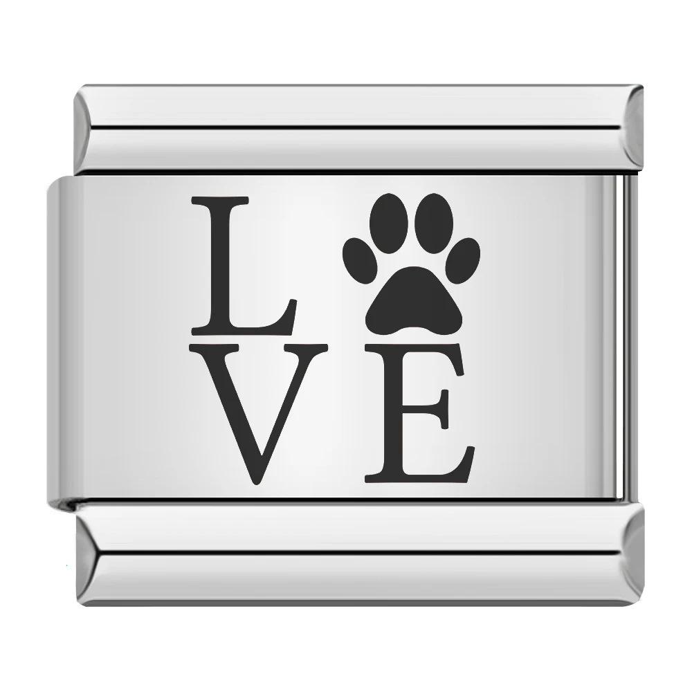 New laser-cut cat paw and puppy pattern stainless steel DIY Italian modular bracelet/watch strap/chain accessories