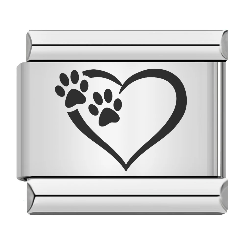 New laser-cut cat paw and puppy pattern stainless steel DIY Italian modular bracelet/watch strap/chain accessories