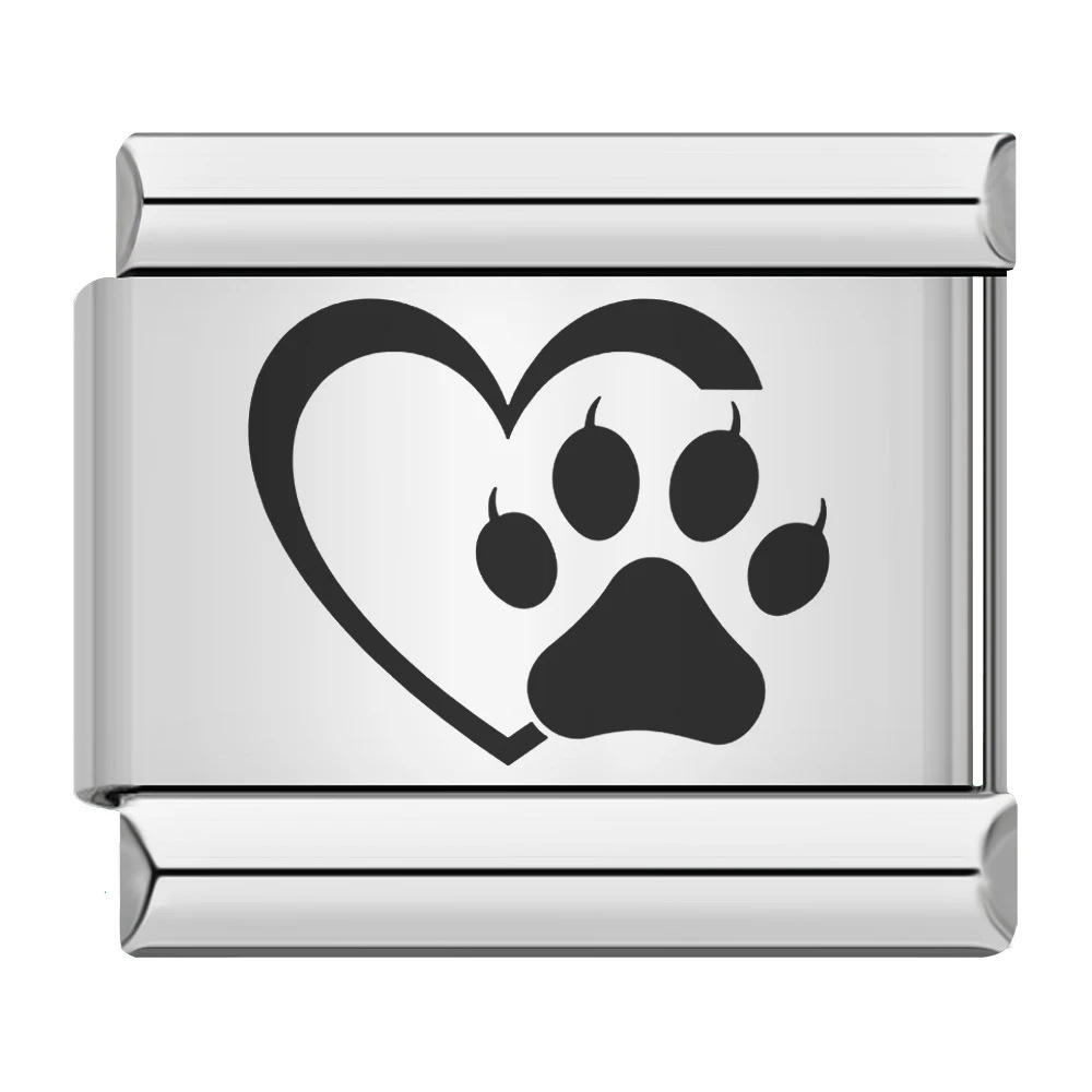 New laser-cut cat paw and puppy pattern stainless steel DIY Italian modular bracelet/watch strap/chain accessories