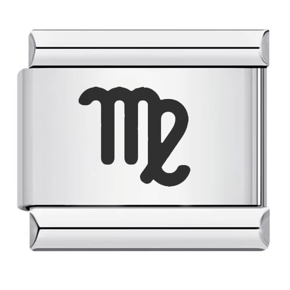 12 Zodiac Signs Simple Pattern Italian Modular Bracelet, Gold and Silver Stainless Steel DIY Splicing Elastic Watch Strap Chain