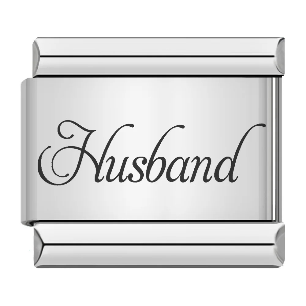 Family-themed English word pattern Italian modular bracelet stainless steel laser engraving DIY bangle