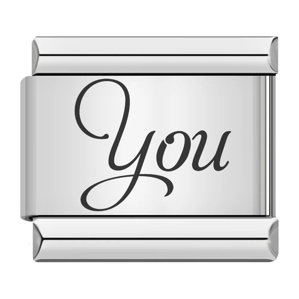 Family-themed English word pattern Italian modular bracelet stainless steel laser engraving DIY bangle