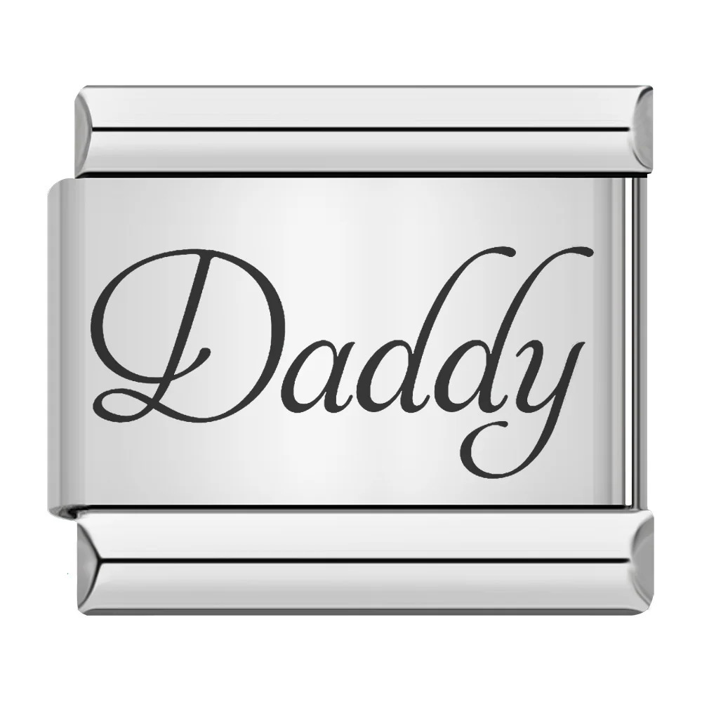 Family-themed English word pattern Italian modular bracelet stainless steel laser engraving DIY bangle