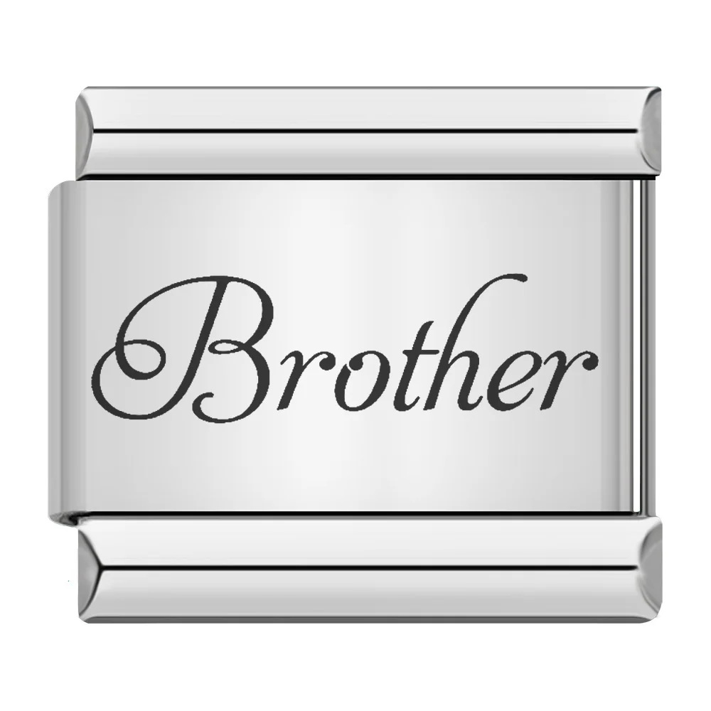 Family-themed English word pattern Italian modular bracelet stainless steel laser engraving DIY bangle