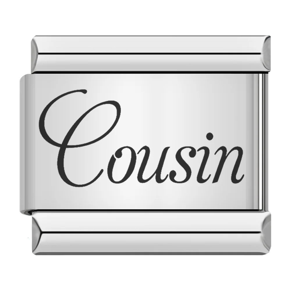 Family-themed English word pattern Italian modular bracelet stainless steel laser engraving DIY bangle