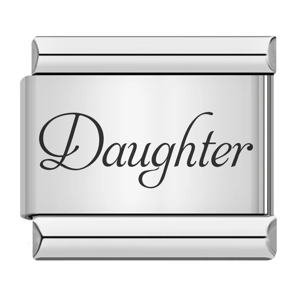 Family-themed English word pattern Italian modular bracelet stainless steel laser engraving DIY bangle