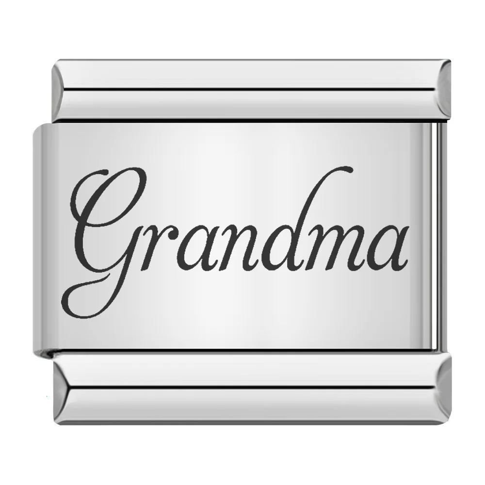 Family-themed English word pattern Italian modular bracelet stainless steel laser engraving DIY bangle