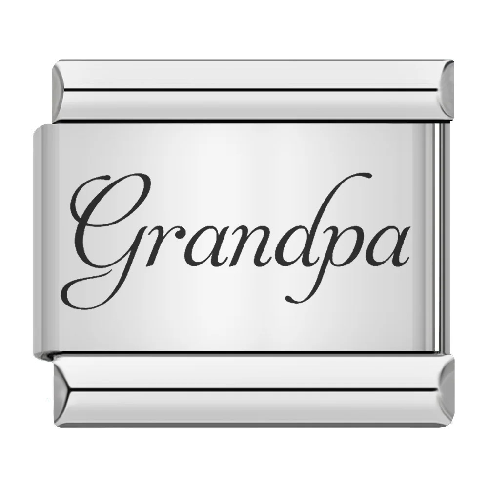 Family-themed English word pattern Italian modular bracelet stainless steel laser engraving DIY bangle
