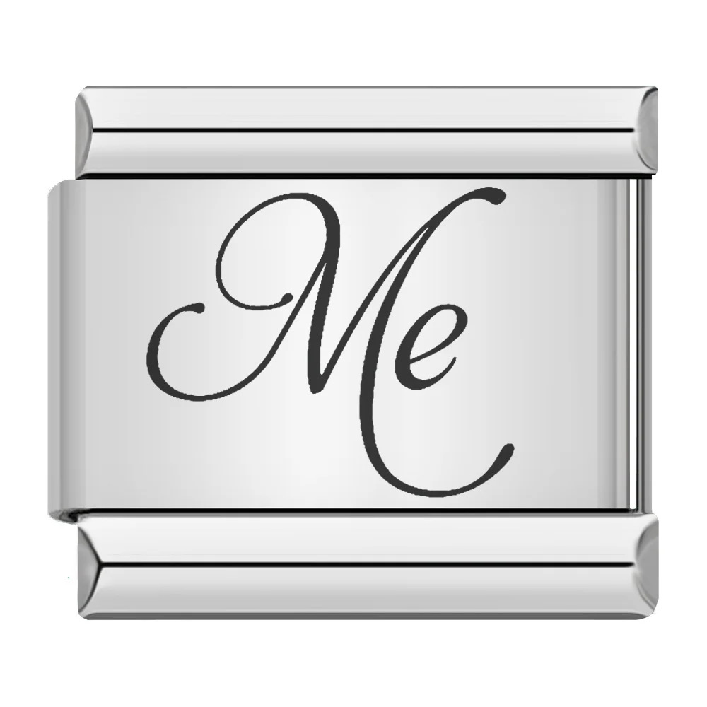 Family-themed English word pattern Italian modular bracelet stainless steel laser engraving DIY bangle
