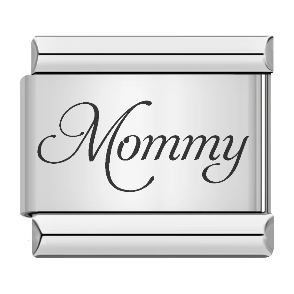 Family-themed English word pattern Italian modular bracelet stainless steel laser engraving DIY bangle
