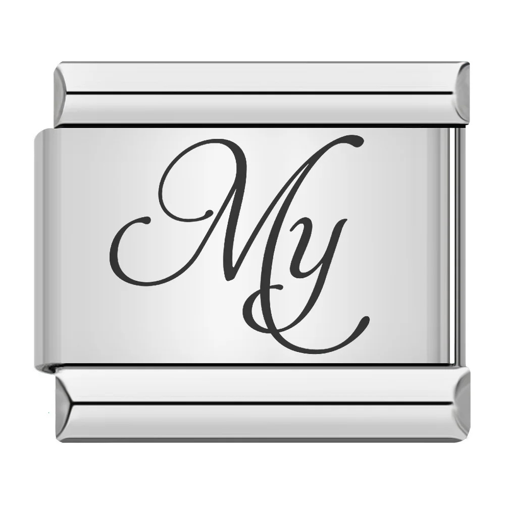 Family-themed English word pattern Italian modular bracelet stainless steel laser engraving DIY bangle
