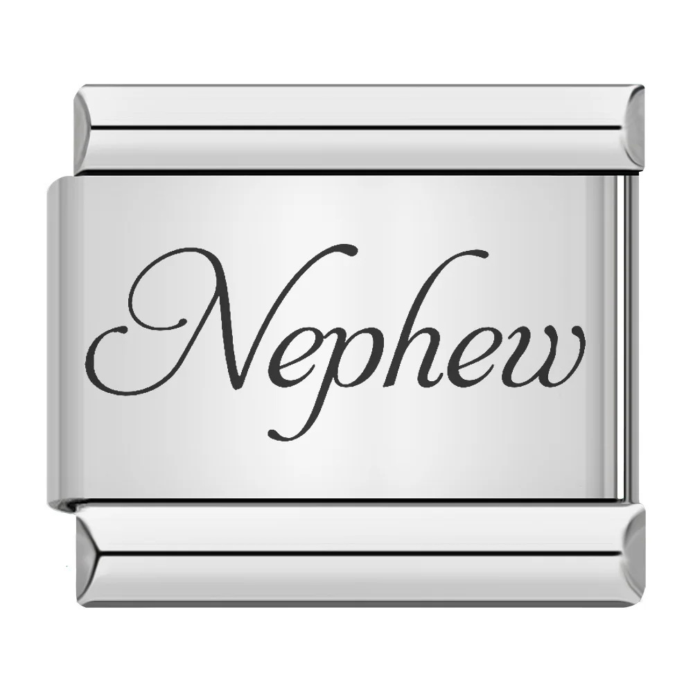 Family-themed English word pattern Italian modular bracelet stainless steel laser engraving DIY bangle