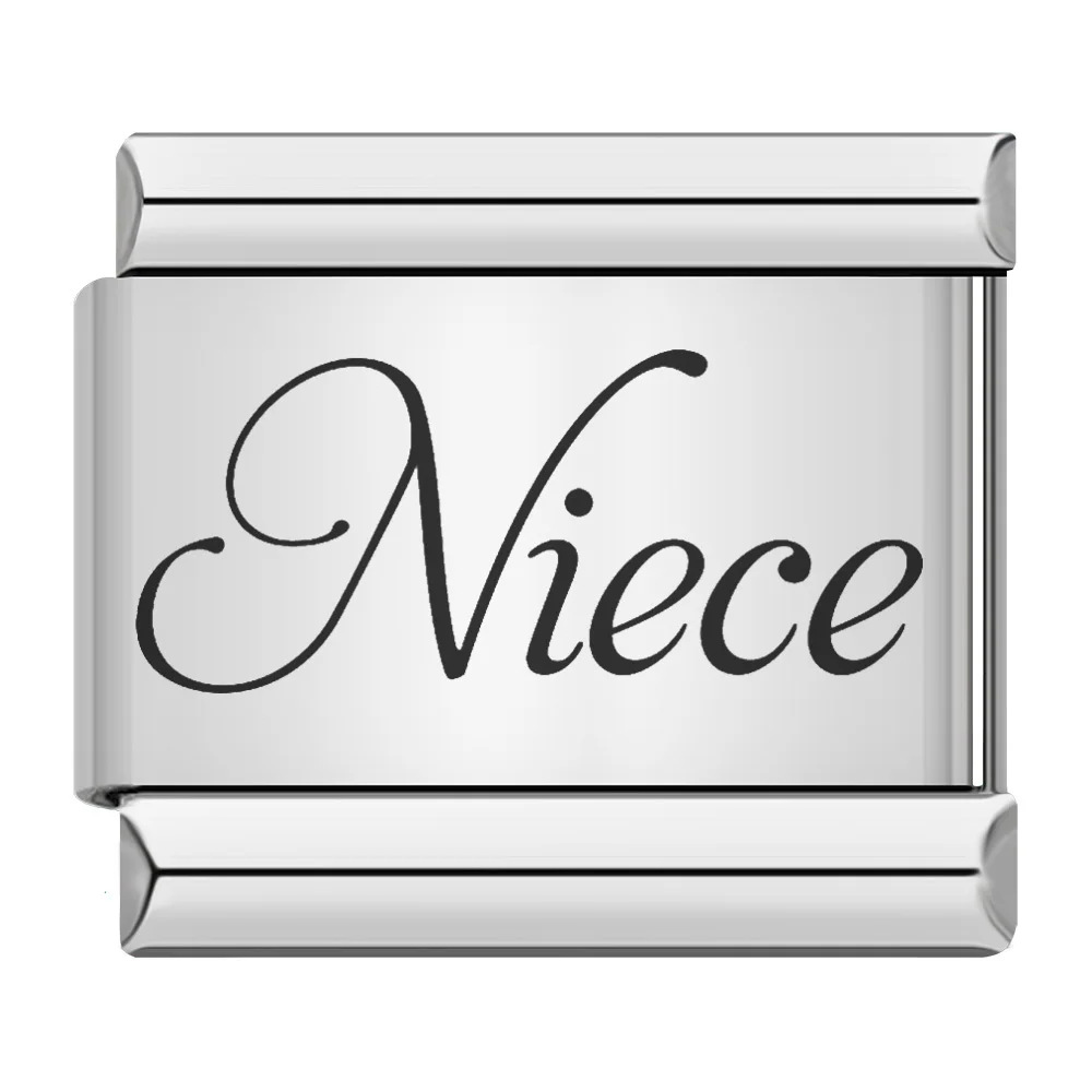 Family-themed English word pattern Italian modular bracelet stainless steel laser engraving DIY bangle