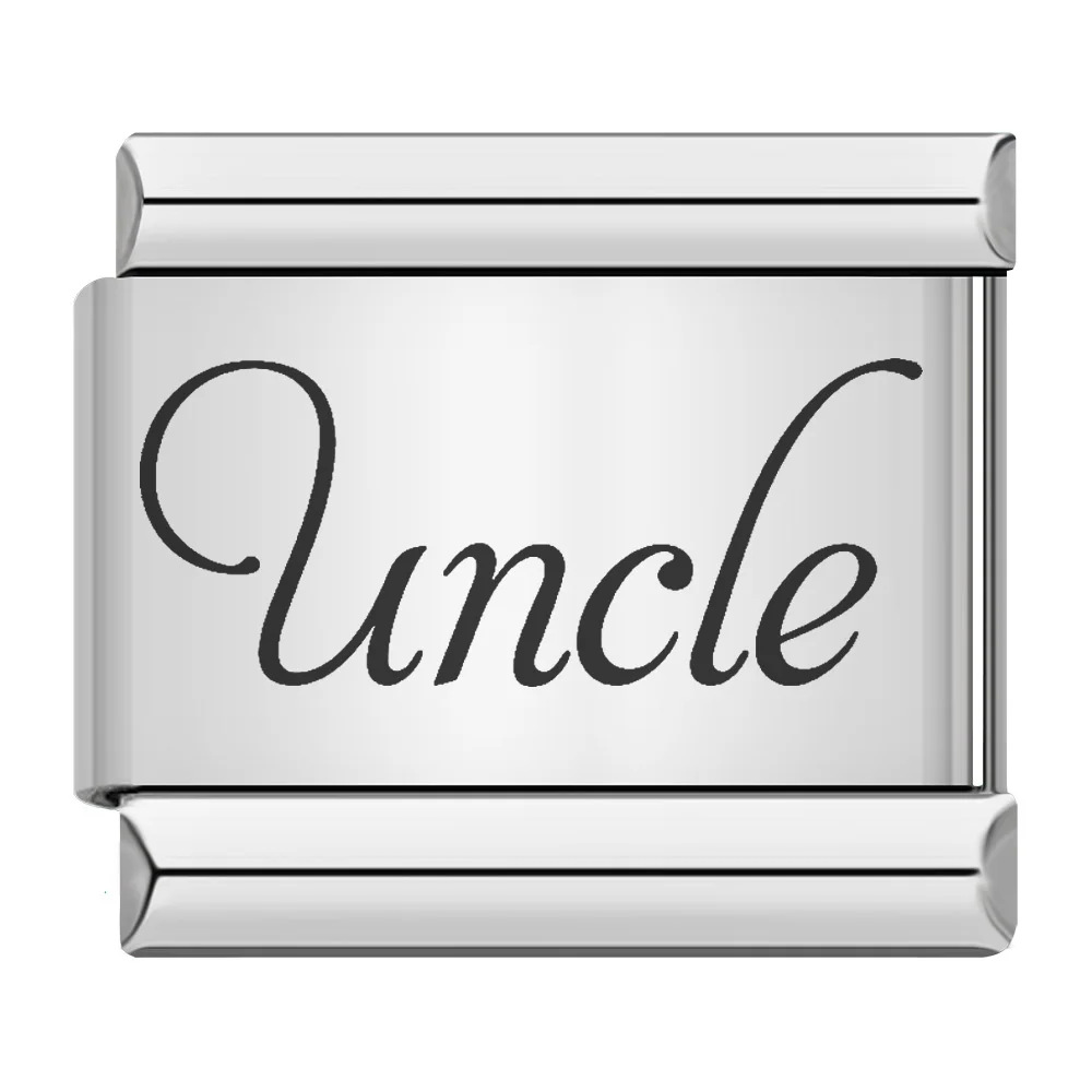 Family-themed English word pattern Italian modular bracelet stainless steel laser engraving DIY bangle