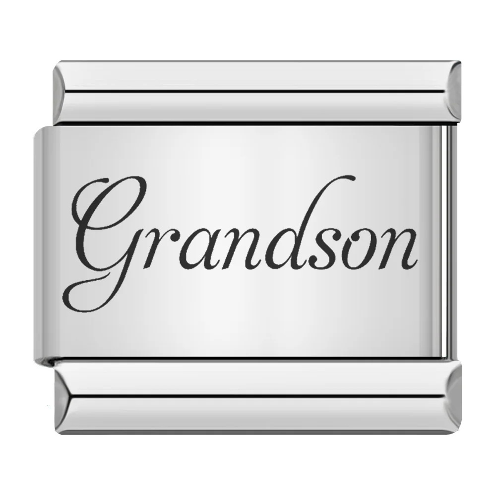 Family-themed English word pattern Italian modular bracelet stainless steel laser engraving DIY bangle