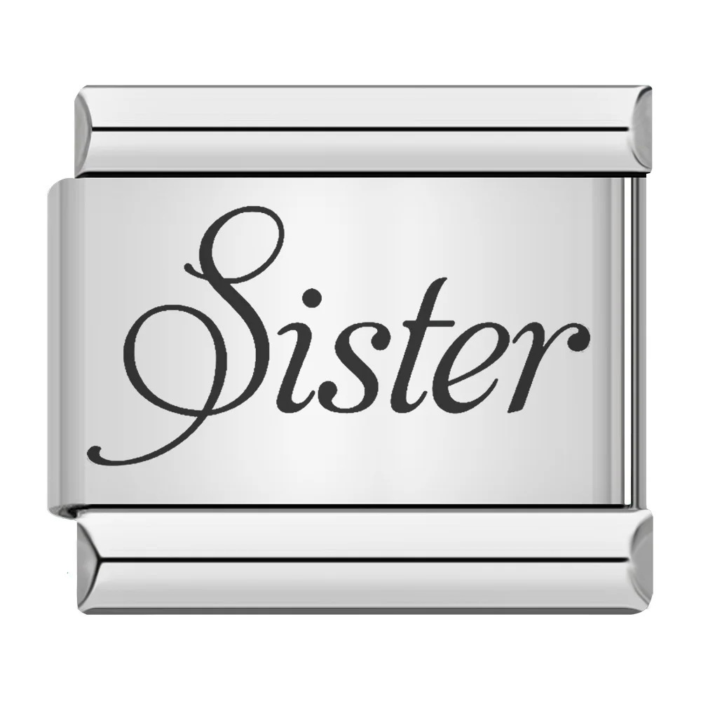 Family-themed English word pattern Italian modular bracelet stainless steel laser engraving DIY bangle