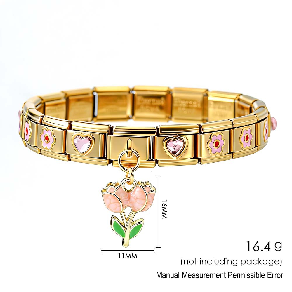 Wholesale of gold-plated stainless steel Italian modular bracelets and DIY modular jewelry sets.