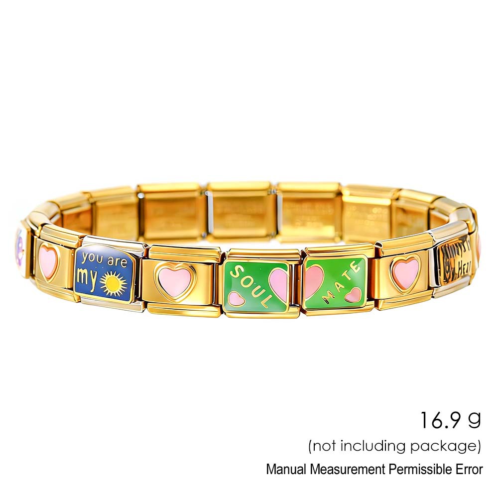 Love module bracelet set, gold-plated, oil-sprinkled, DIY welded pattern watch strap chain, Italian bracelet gift.