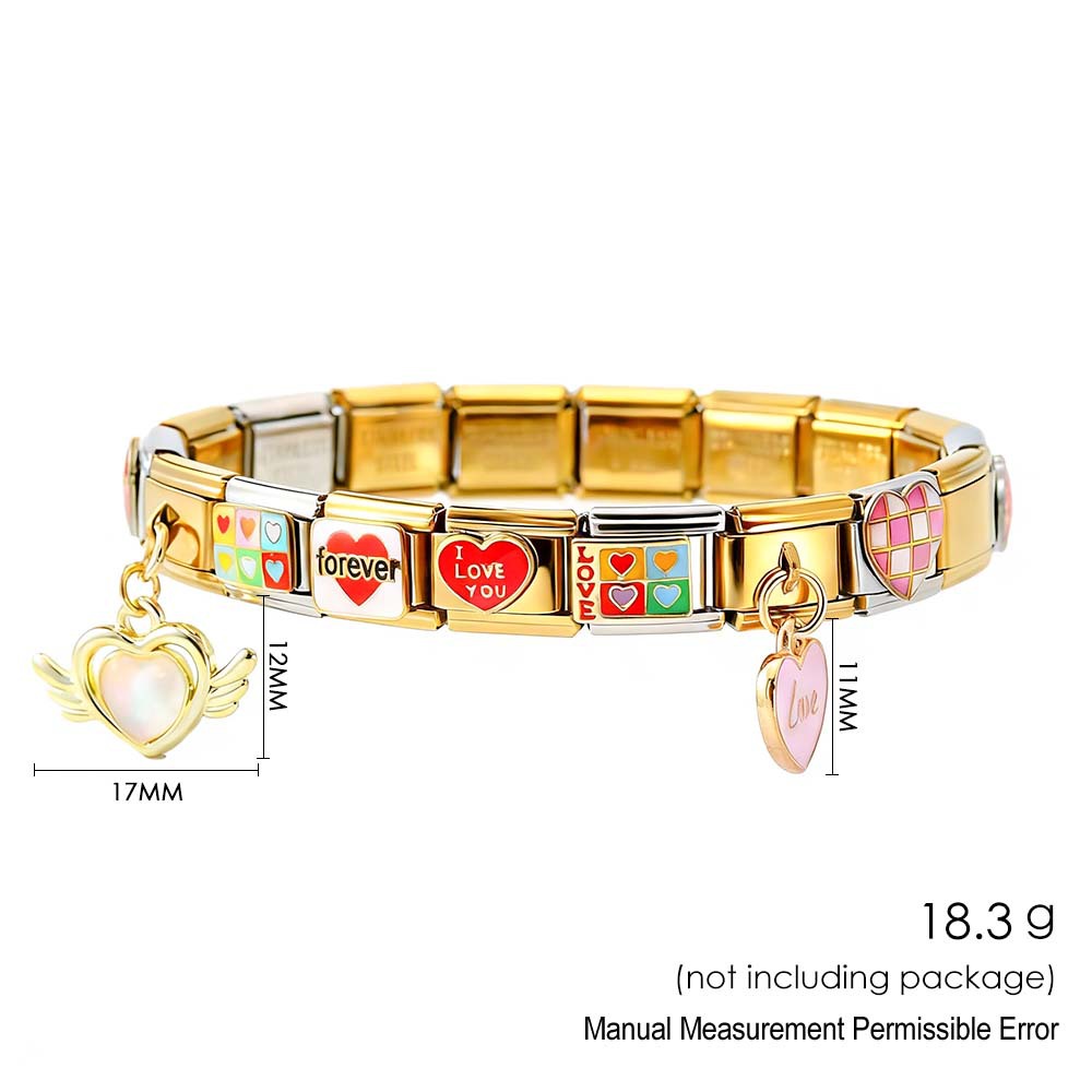 Valentine's Day Italian Bracelet Combination Set Stainless Steel DIY Modular Jewelry Gift