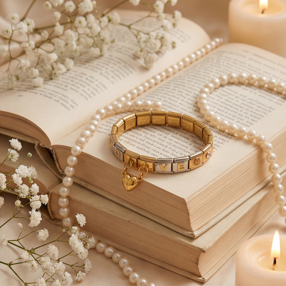 Gold Italian Bracelet Set, Stainless Steel Modular Watch Strap, DIY Handmade Jewelry Wholesale