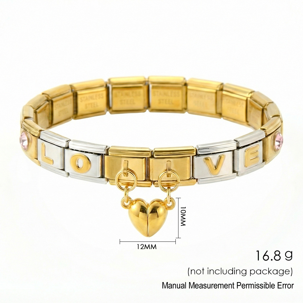 Gold Italian Bracelet Set, Stainless Steel Modular Watch Strap, DIY Handmade Jewelry Wholesale