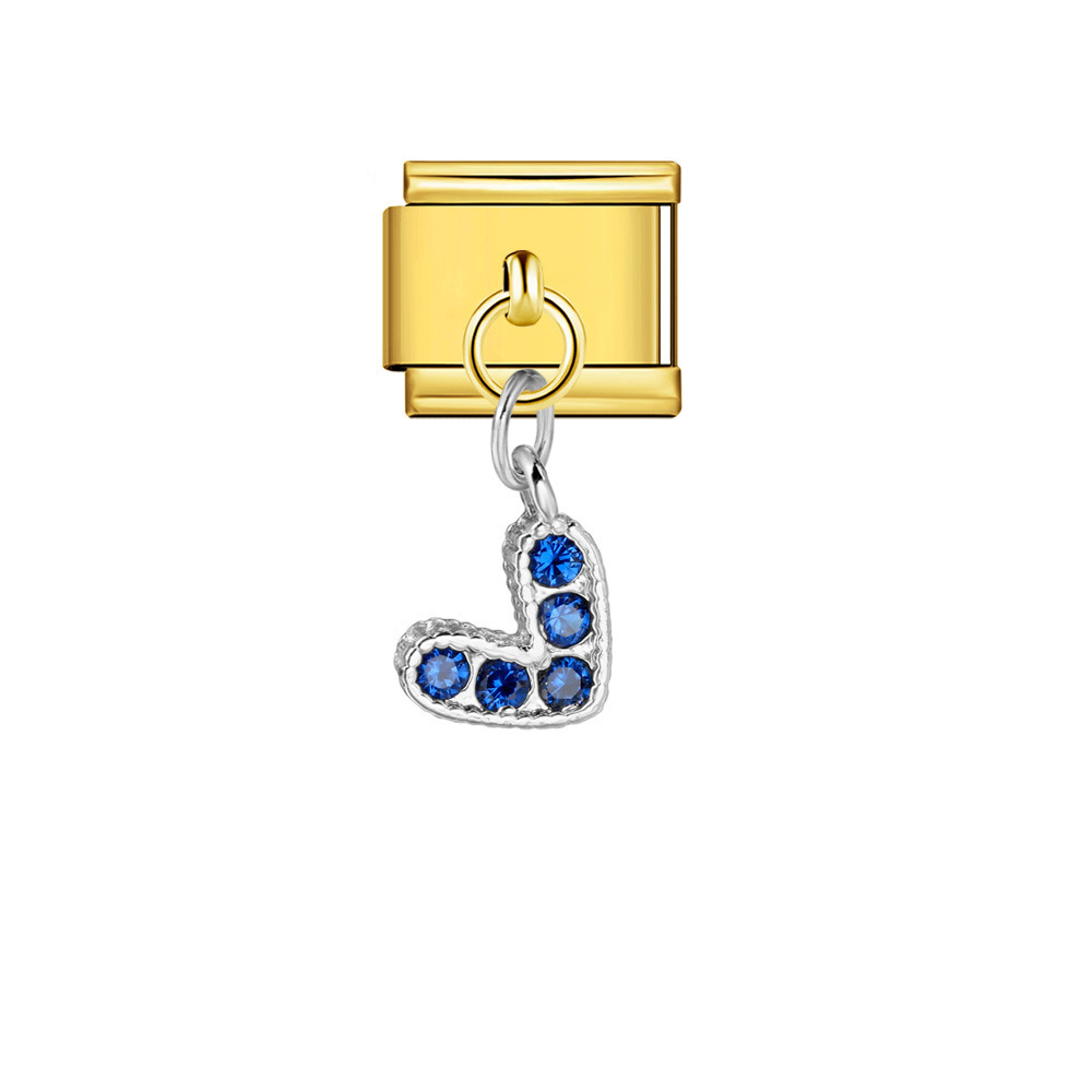 Single diamond-studded V-shaped pendant Italian modular bracelet with stainless steel hook DIY detachable bracelet/jewelry