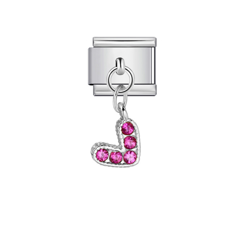 Single diamond-studded V-shaped pendant Italian modular bracelet with stainless steel hook DIY detachable bracelet/jewelry