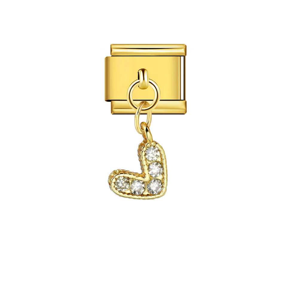 Single diamond-studded V-shaped pendant Italian modular bracelet with stainless steel hook DIY detachable bracelet/jewelry