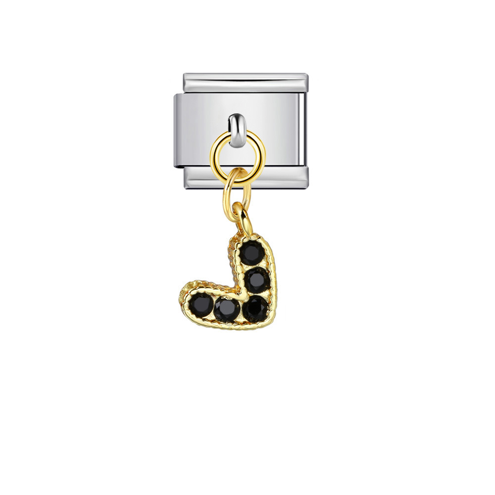 Single diamond-studded V-shaped pendant Italian modular bracelet with stainless steel hook DIY detachable bracelet/jewelry