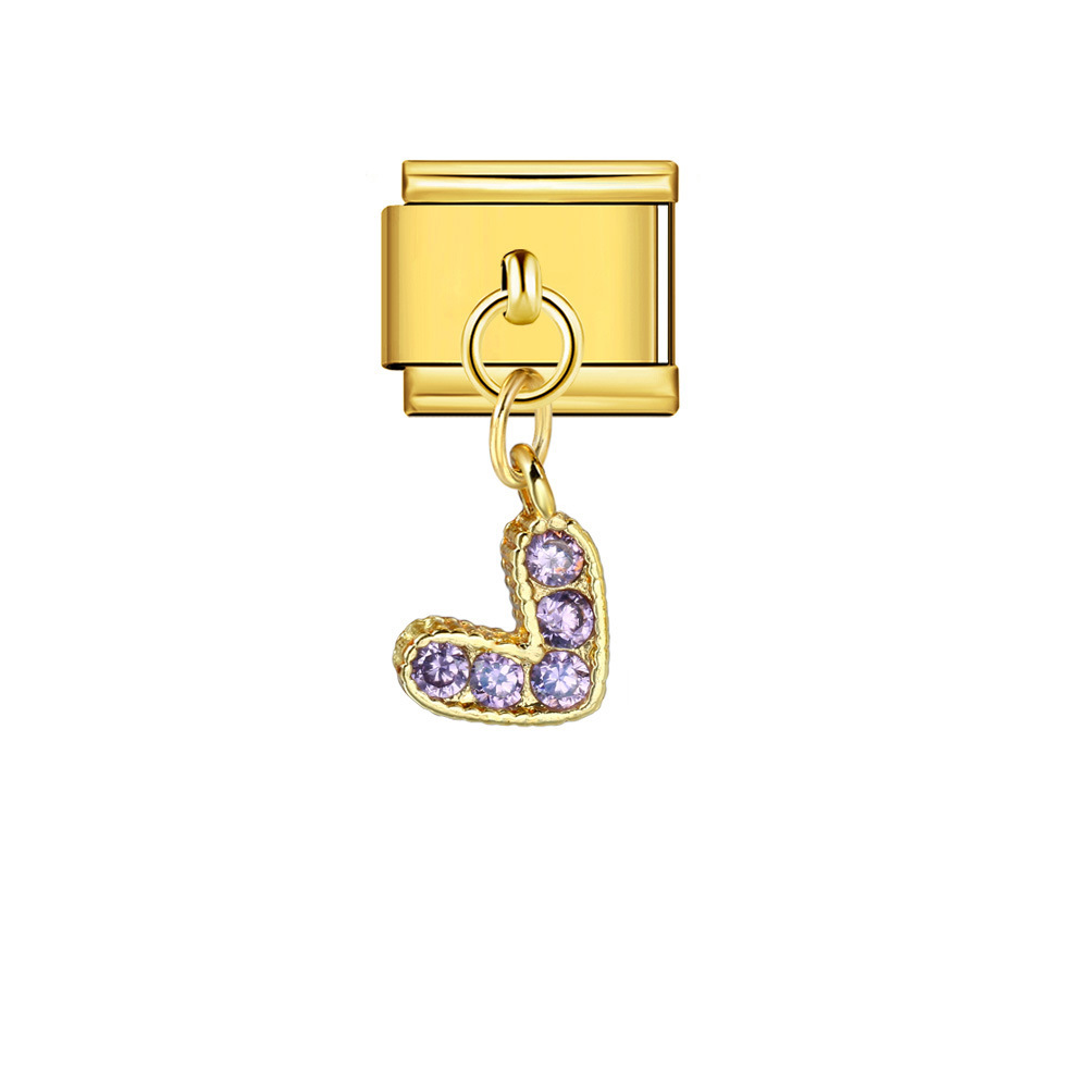 Single diamond-studded V-shaped pendant Italian modular bracelet with stainless steel hook DIY detachable bracelet/jewelry