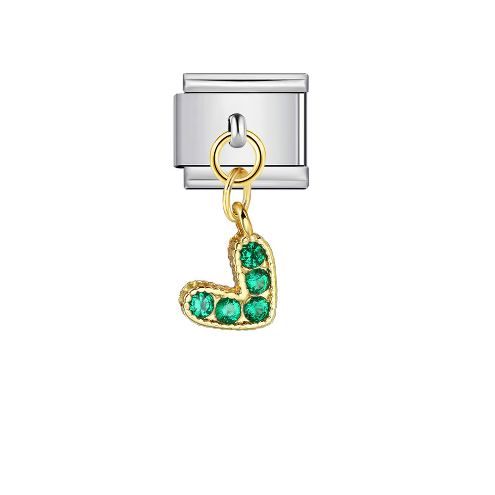 Single diamond-studded V-shaped pendant Italian modular bracelet with stainless steel hook DIY detachable bracelet/jewelry