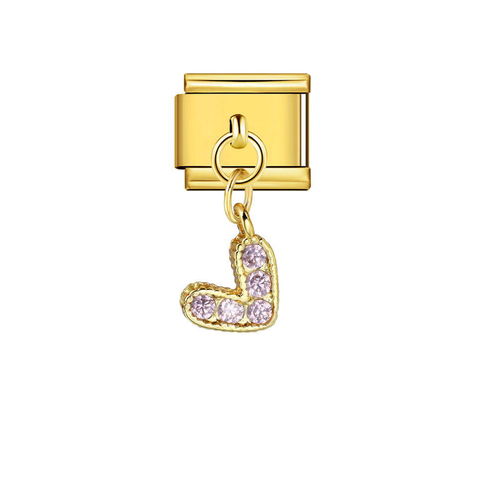 Single diamond-studded V-shaped pendant Italian modular bracelet with stainless steel hook DIY detachable bracelet/jewelry