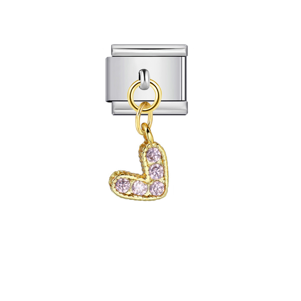 Single diamond-studded V-shaped pendant Italian modular bracelet with stainless steel hook DIY detachable bracelet/jewelry