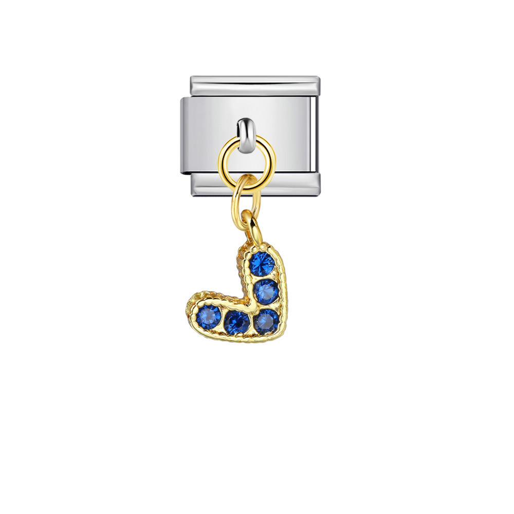 Single diamond-studded V-shaped pendant Italian modular bracelet with stainless steel hook DIY detachable bracelet/jewelry