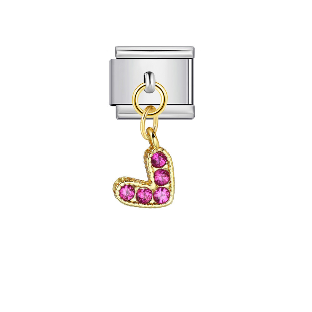 Single diamond-studded V-shaped pendant Italian modular bracelet with stainless steel hook DIY detachable bracelet/jewelry