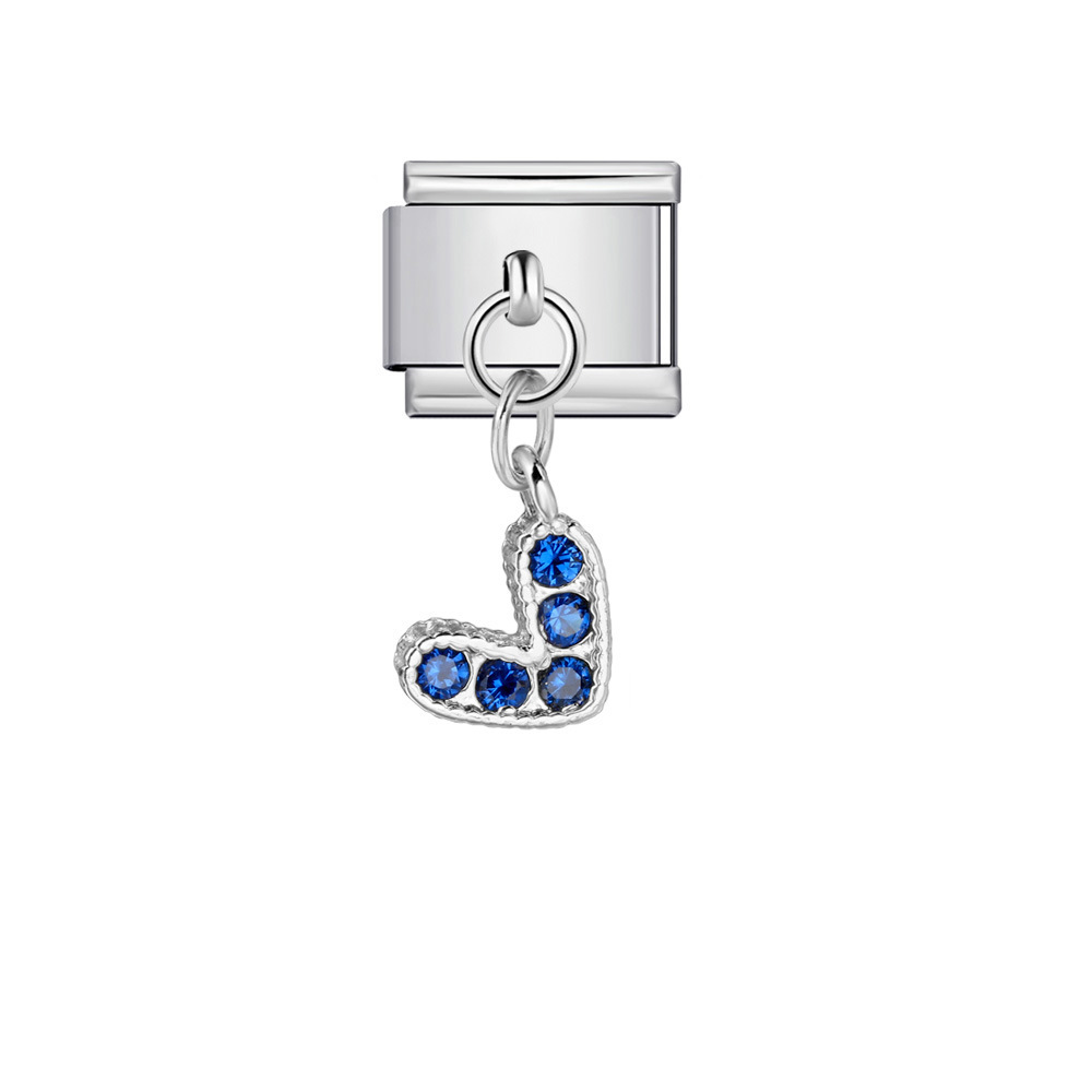 Single diamond-studded V-shaped pendant Italian modular bracelet with stainless steel hook DIY detachable bracelet/jewelry