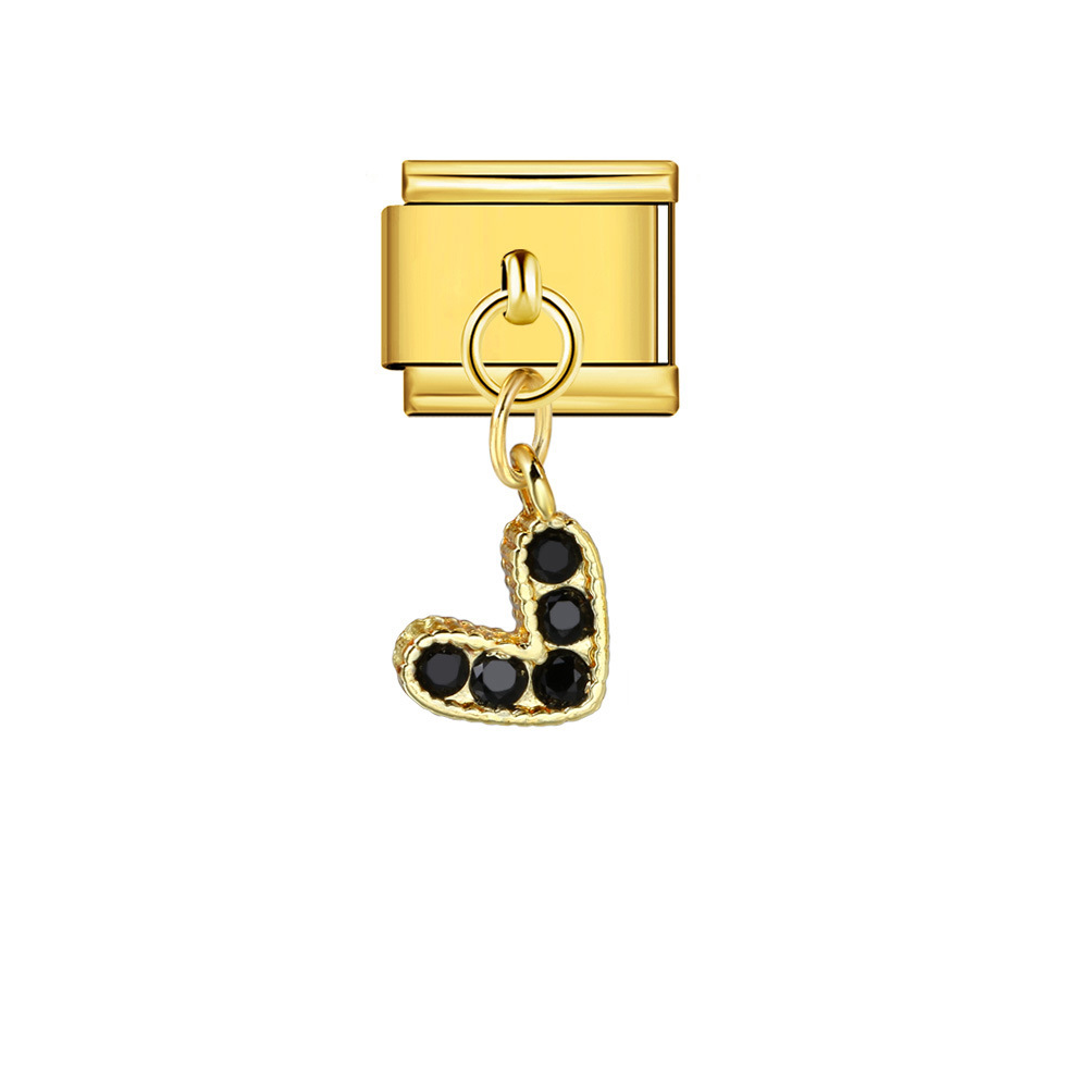 Single diamond-studded V-shaped pendant Italian modular bracelet with stainless steel hook DIY detachable bracelet/jewelry