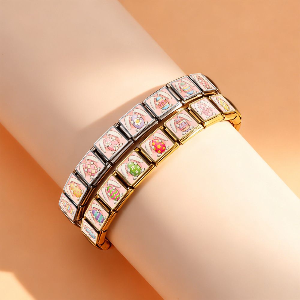 New Easter egg element watch strap chain, handmade DIY Italian modular bracelet, stainless steel bangle