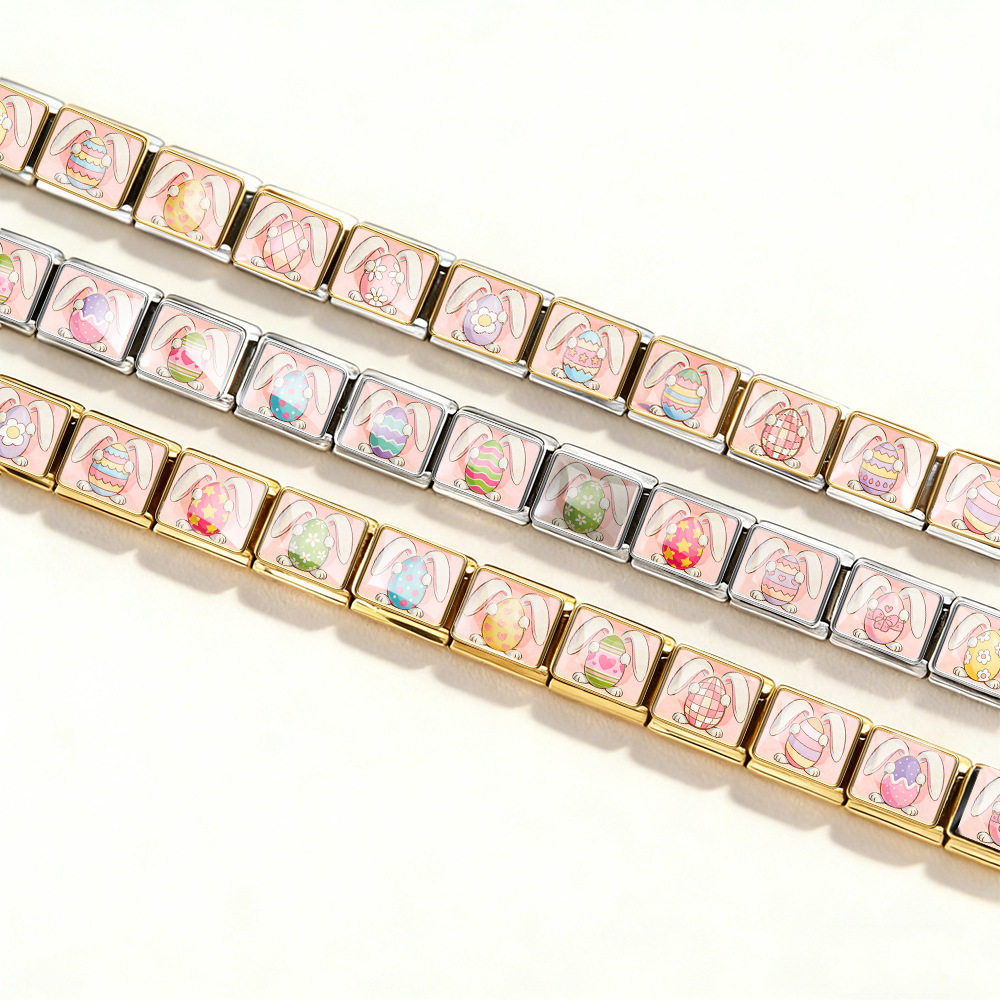 New Easter egg element watch strap chain, handmade DIY Italian modular bracelet, stainless steel bangle