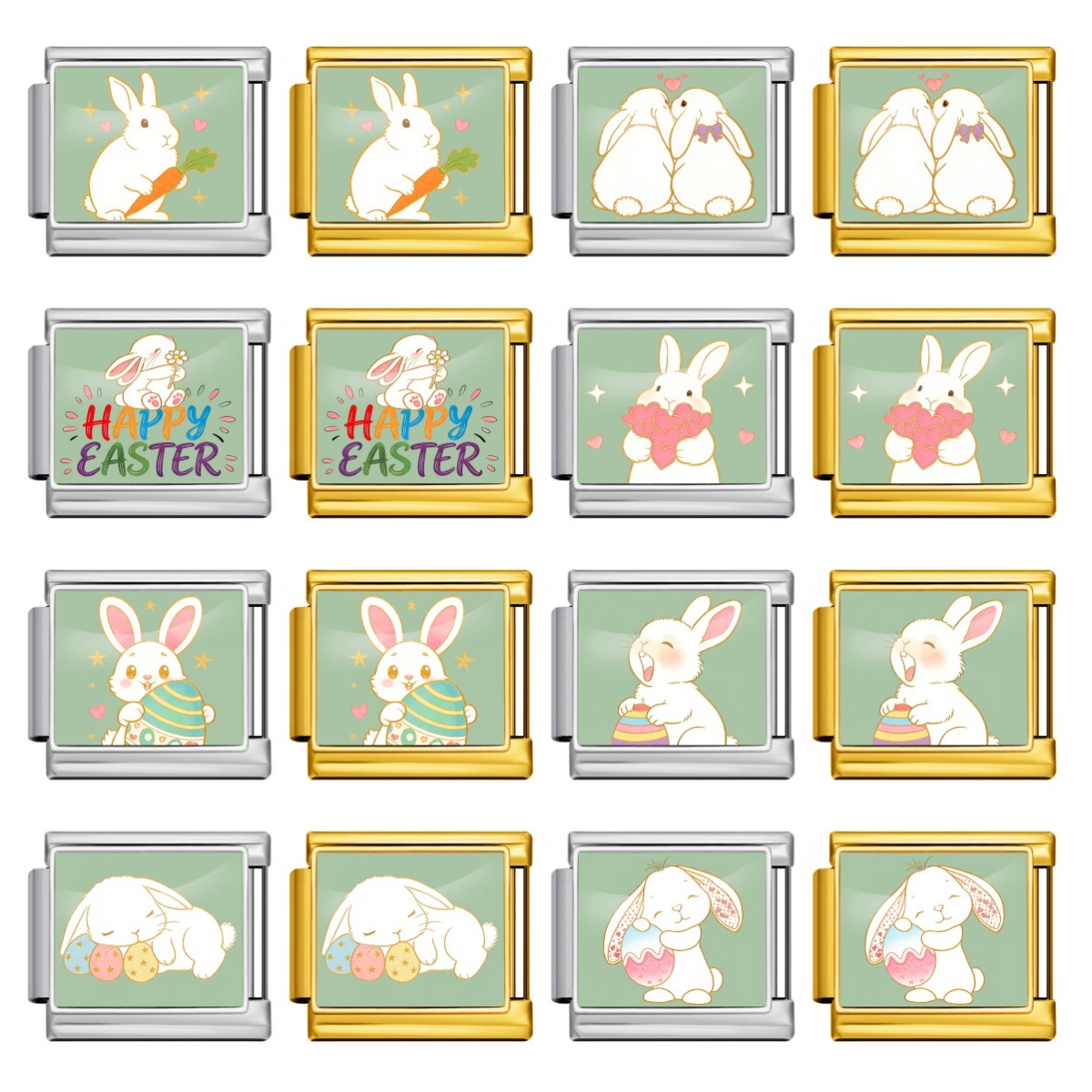 Easter Bunny Series Italian Modular Bracelet Stainless Steel Handmade DIY Detachable Watch Strap Chain Accessories