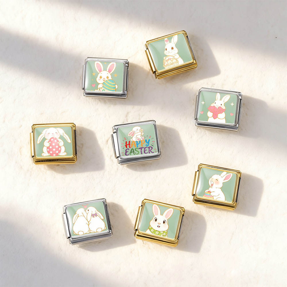 Easter Bunny Series Italian Modular Bracelet Stainless Steel Handmade DIY Detachable Watch Strap Chain Accessories