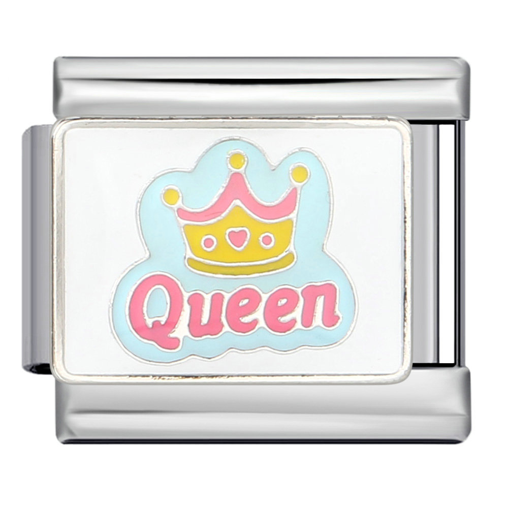 New Queen Crown Pattern Stainless Steel Bracelet, DIY Italian Modular Bracelet, Personalized Gift