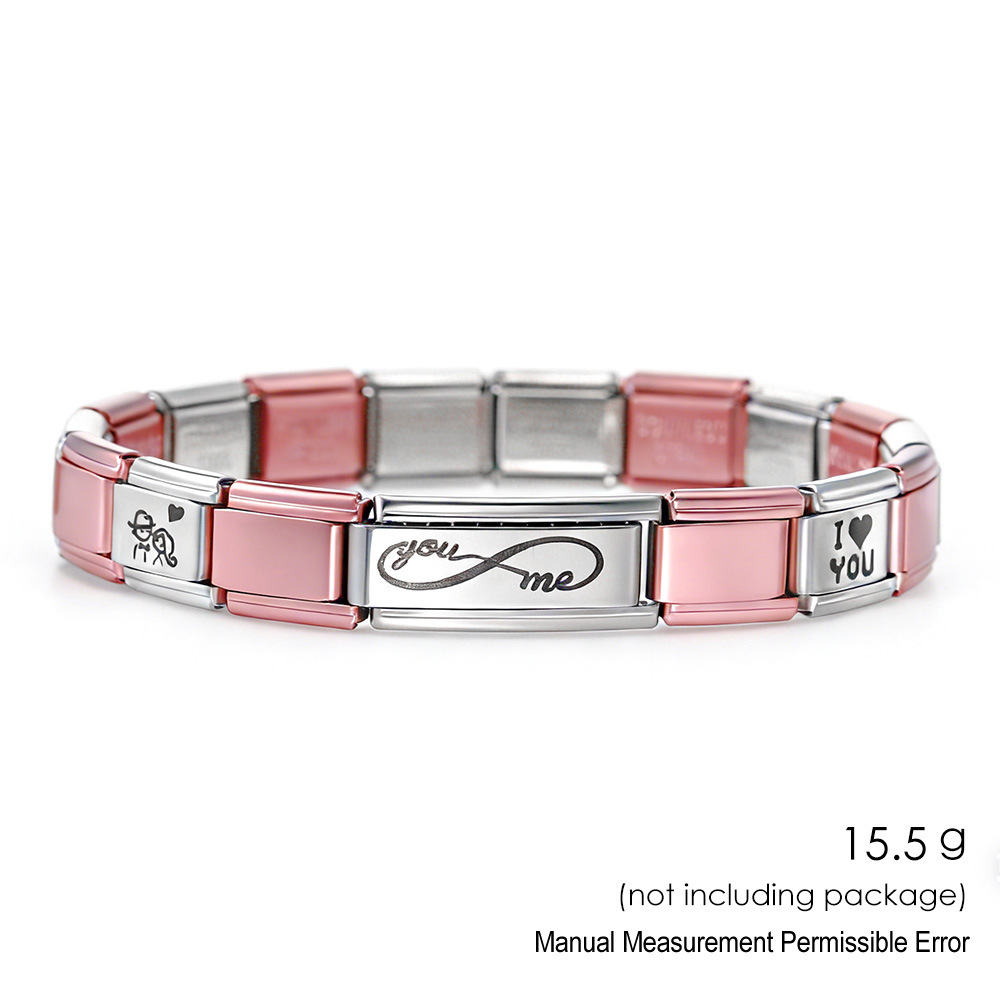 Laser module bracelet set, stainless steel DIY splicing watch strap chain, Italian module bracelet gift.