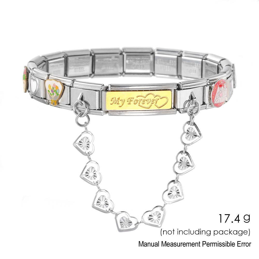 Romantic Wedding Italian Modular Bracelet Gold Plated Oil Drip DIY Handmade Modular Jewelry Gift Set