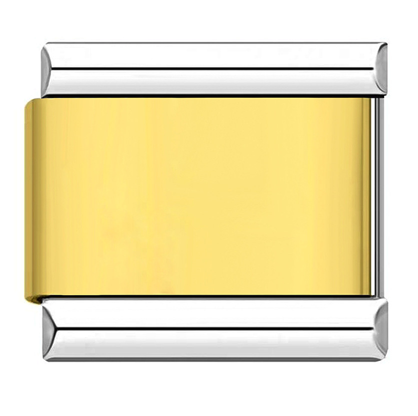 DIY Italian Charms Single Two-Tone Italian Modular Bracelet Gold-Plated Silver Stainless Steel Bangle